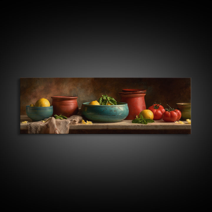 Lemons and Blue Ceramic Bowl Still Life Framed Canvas Print, Kitchen Art, Printable Wall Art, Kitchen Decor, Fine Art, Kitchen, KIT-3x1-18