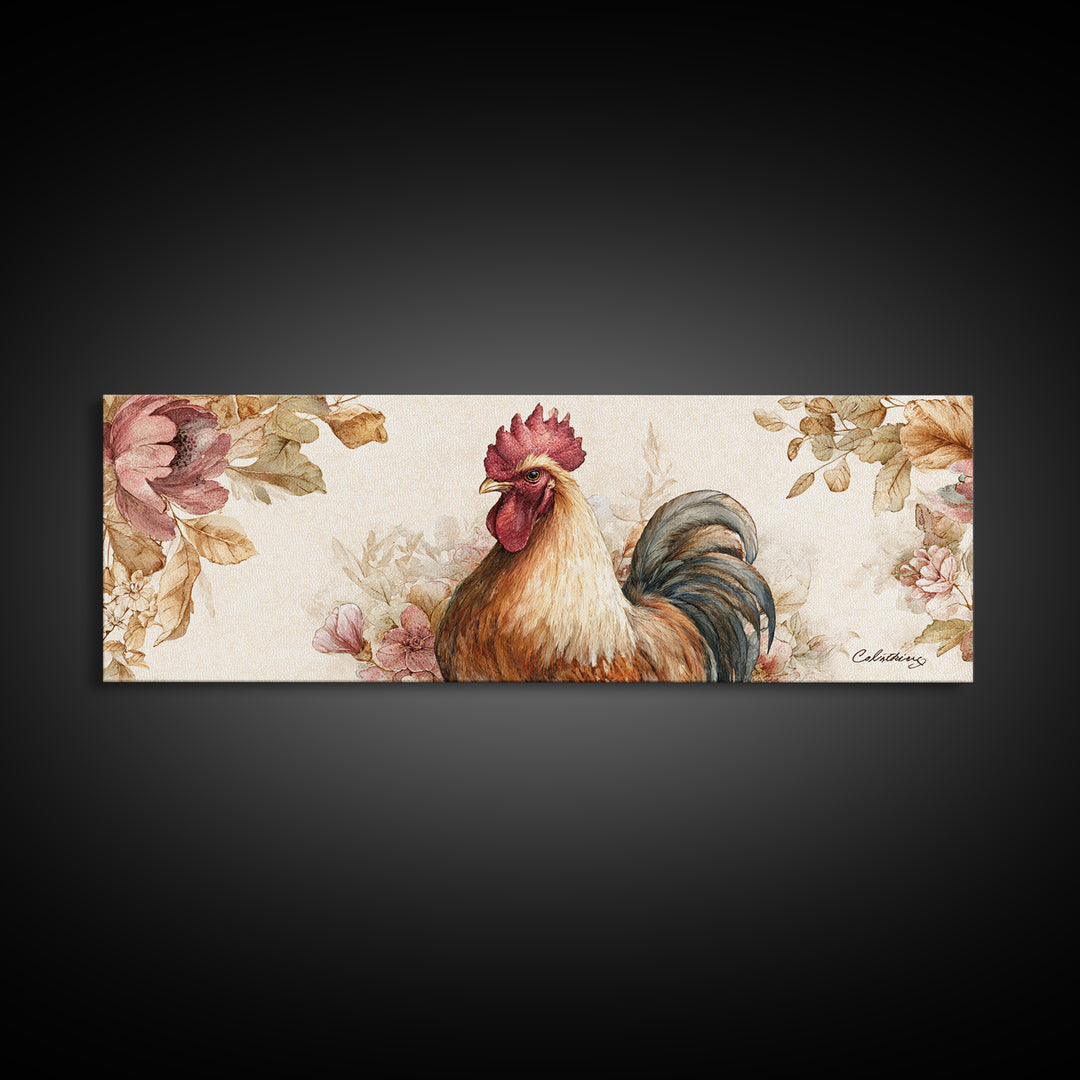 Rooster Portrait for Country Kitchen Charm Framed Canvas Print, Kitchen Art, Kitchen Art Print, Kitchen Decor, Kitchen, KIT-3x1-32