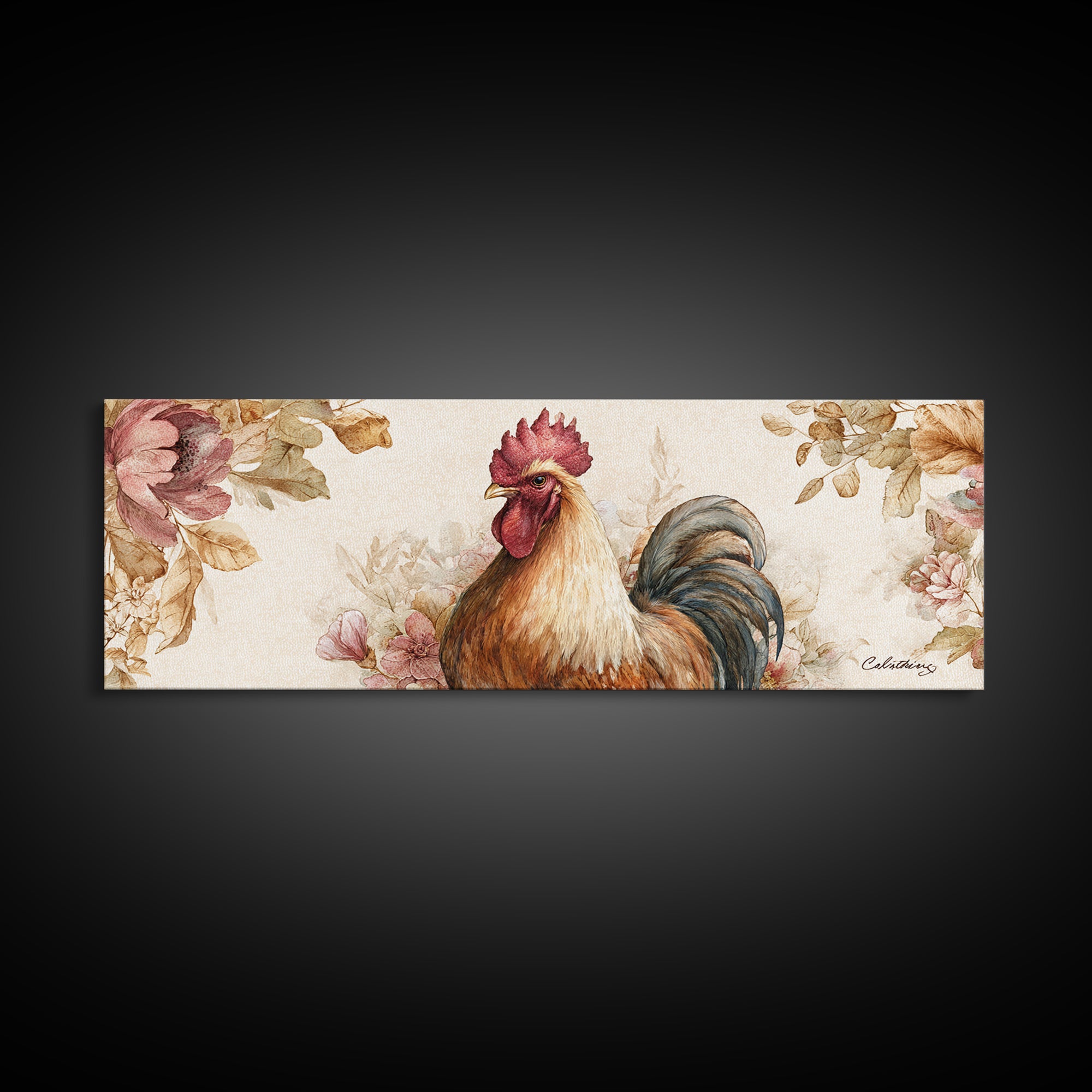 Rooster Portrait for Country Kitchen Charm Framed Canvas Print, Kitchen Art, Kitchen Art Print, Kitchen Decor, Kitchen, KIT-3x1-32