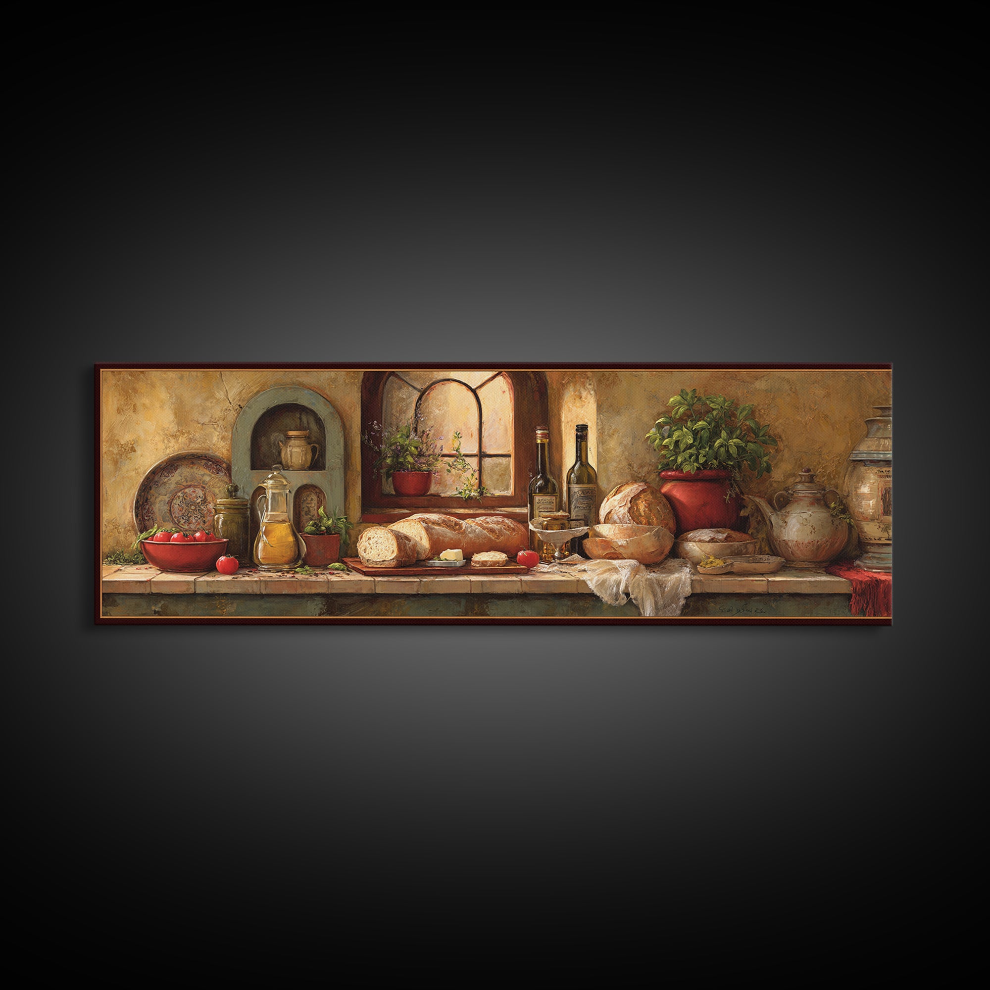 Fresh Bread with Butter and Honey Framed Canvas Print, Kitchen Art, Kitchen Wall Art, Kitchen Decor, Fine Art, Kitchen, KIT-3x1-58