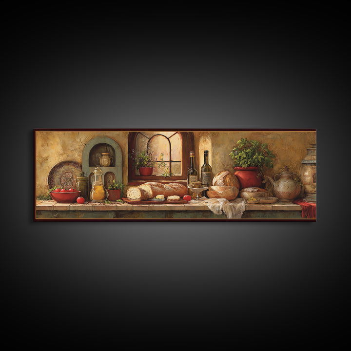 Fresh Bread with Butter and Honey Framed Canvas Print, Kitchen Art, Kitchen Wall Art, Kitchen Decor, Fine Art, Kitchen, KIT-3x1-58