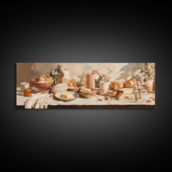 Fresh Bread with Butter and Honey Framed Canvas Print, Kitchen Art, Kitchen Wall Art, Kitchen Decor, Fine Art, Kitchen, KIT-3x1-82