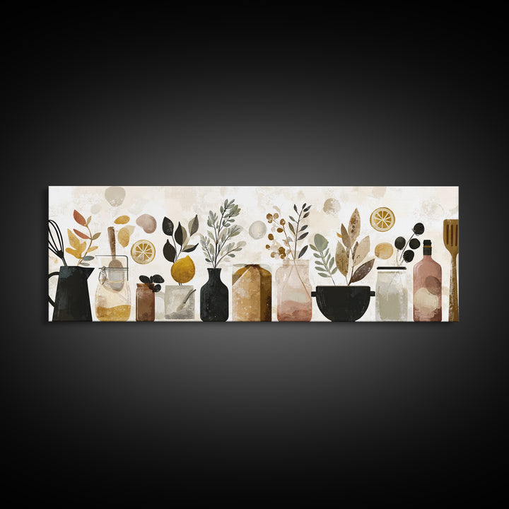 Kitchen Utensil Silhouettes Canvas Print, Kitchen Art, Kitchen Prints, Kitchen Decor, Abstract Art, Kitchen, Statement Artwork, KIT-3x1-85