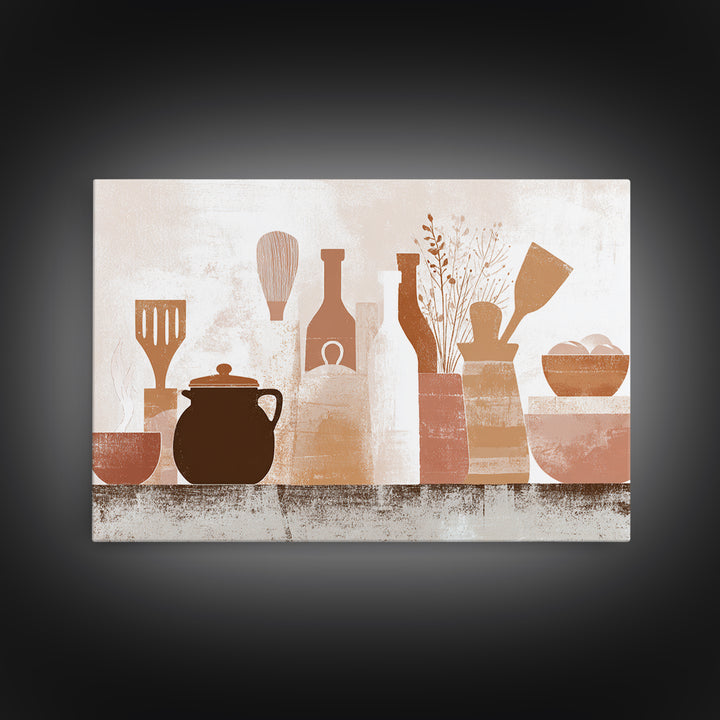 Kitchen Utensil Silhouettes Canvas Print, Kitchen Art, Kitchen Wall Art, Kitchen Decor, Abstract Art, Kitchen, KIT-3x2-1