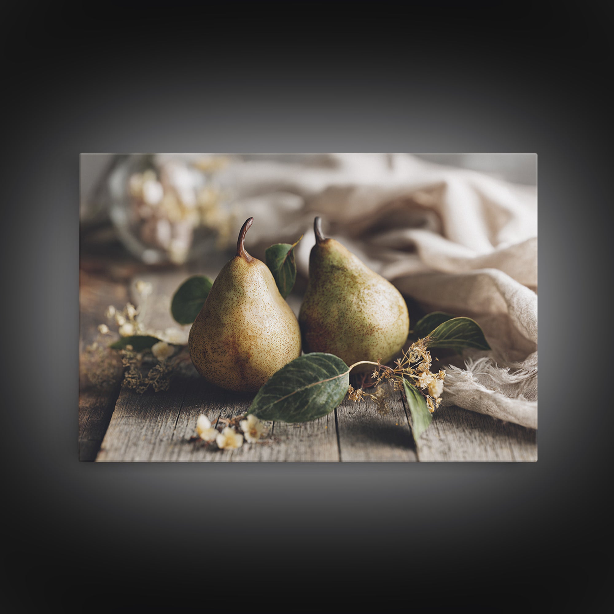 Farmhouse Pears on a Wooden Board Canvas Print, Kitchen Art, Coffee Art, Kitchen Decor, Oil Painting, Kitchen, Fine Art Print, KIT-3x2-61