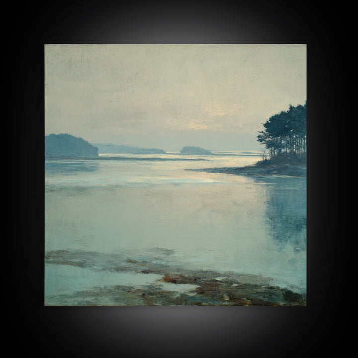 Fjord Landscape with Icy Blue Water Canvas Print, Landscape Art, Digital Print, Living Room Decor, Fine Art, Horizon, LAN-1x1-15