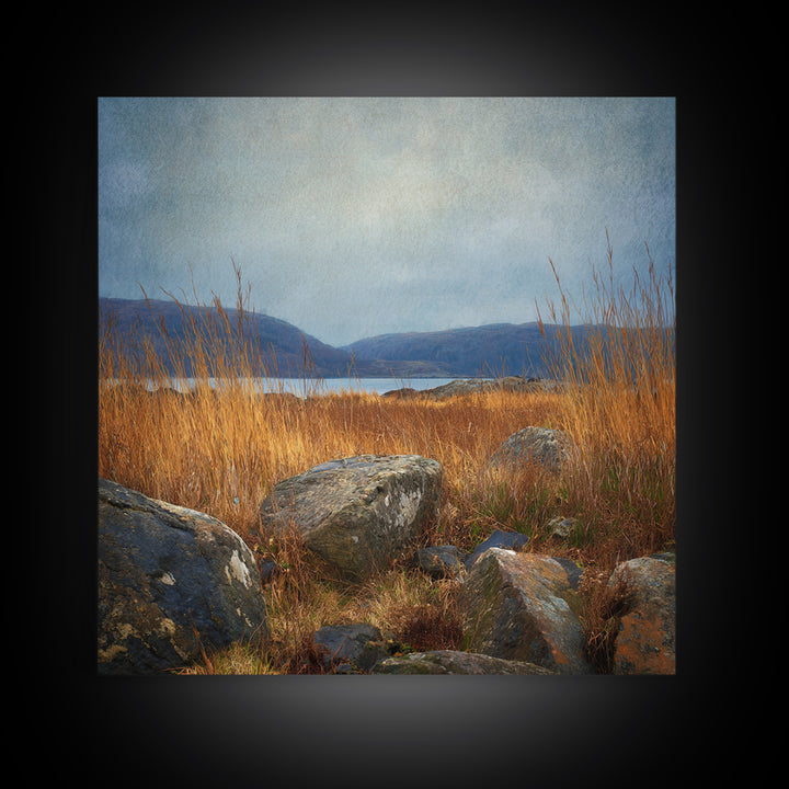 Rocky Scottish Highland Canvas Print, Landscape Art, Gallery Decor, Living Room Decor, Fine Art, Horizon, Wall Art, Home Decor, LAN-1x1-17