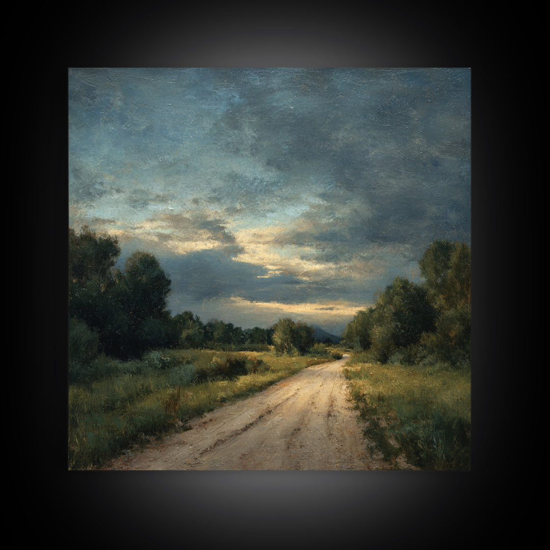 Old Country Road Canvas Print, Landscape Art, Art Prints, Living Room Decor, Horizon, Abstract Wall Art, Boho Wall Art, LAN-1x1-20