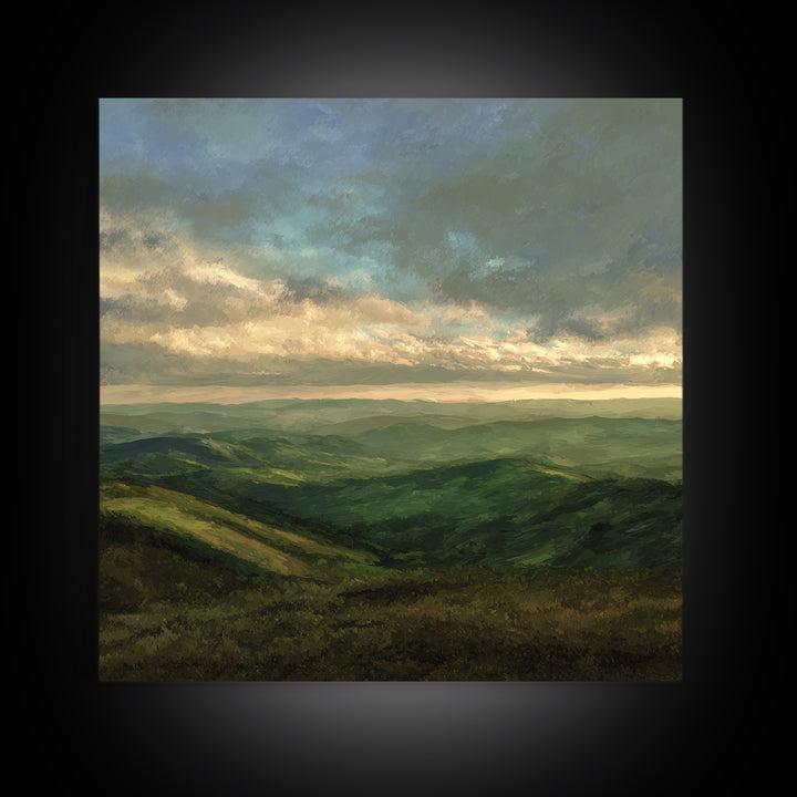 Rolling Green Hills Canvas Print, Landscape Art, Floral Wall Art, Living Room Decor, Fine Art, Horizon, Minimalist Decor, LAN-1x1-30