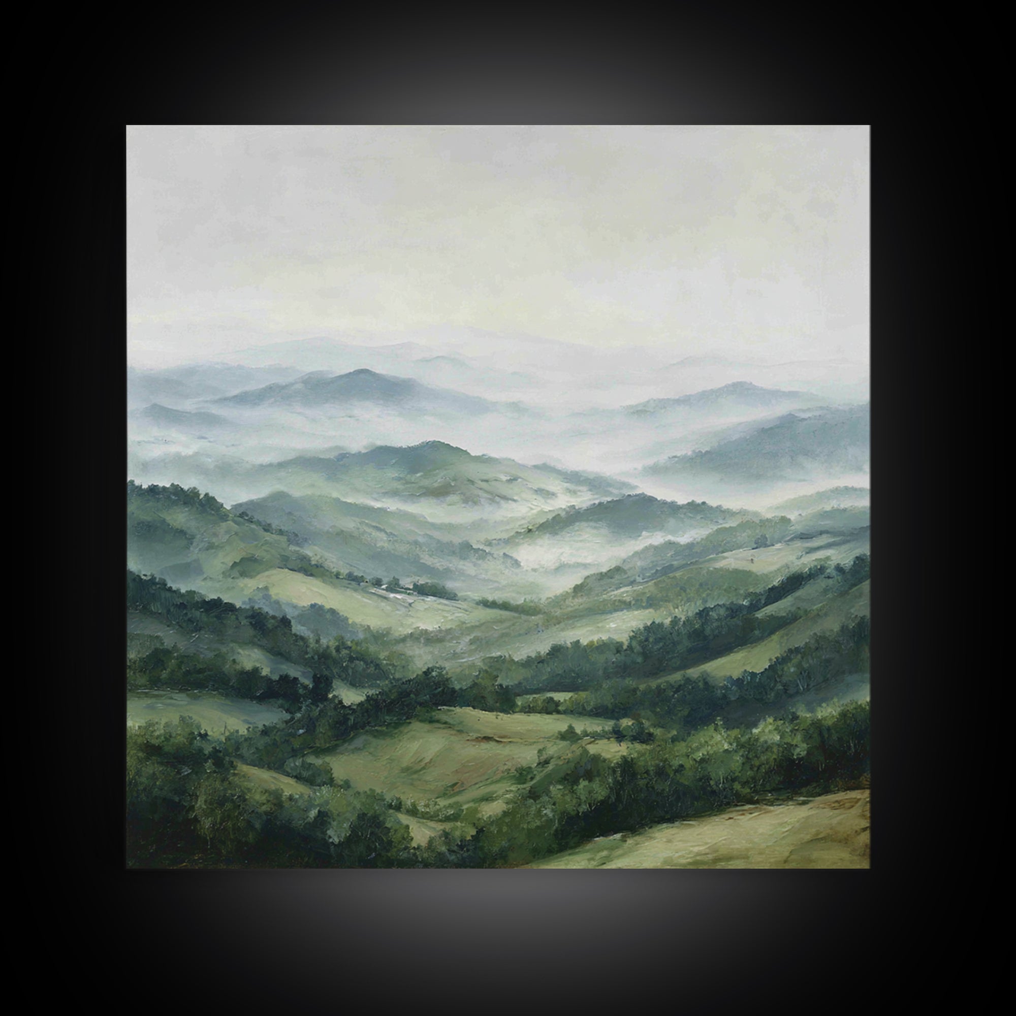 Rolling Green Hills Framed Canvas Print, Landscape Art, Wall Art Print, Living Room Decor, Fine Art, Horizon, Boho Decor, LAN-1x1-6