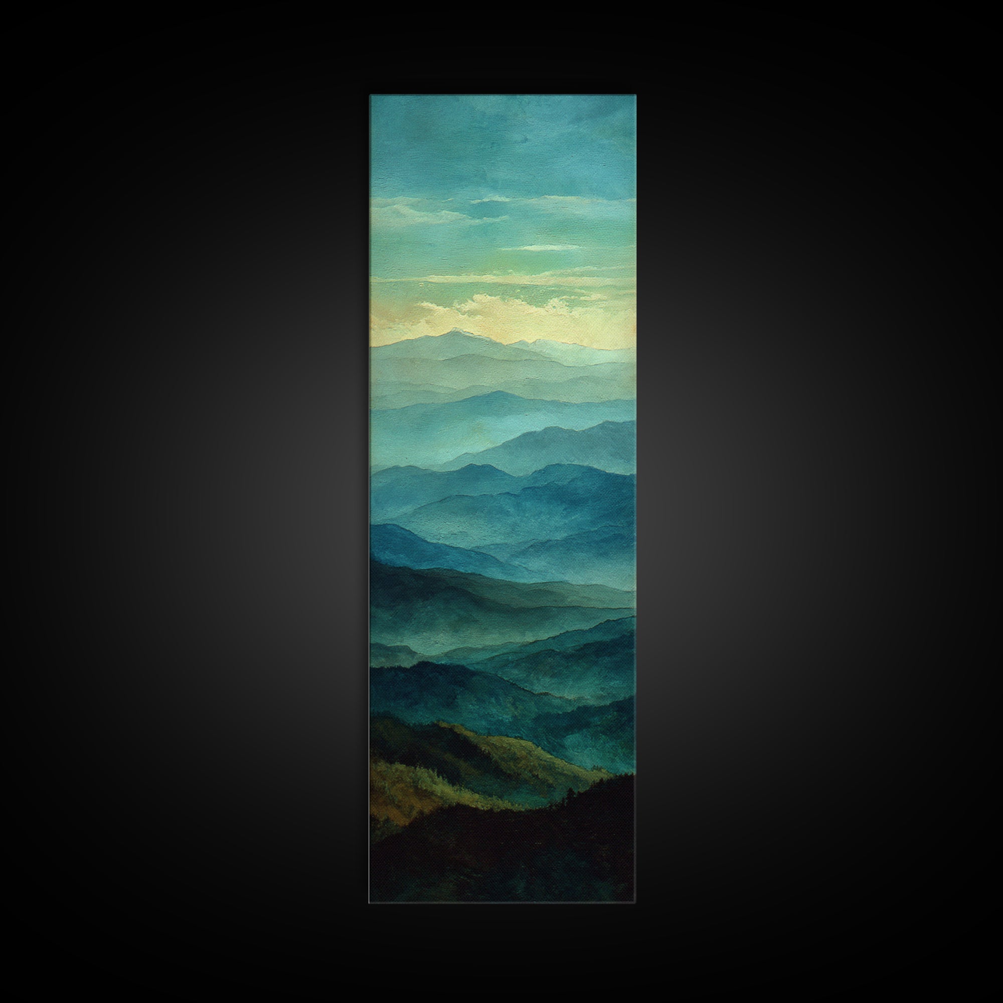 Rolling Green Hills Canvas Print, Landscape Art, Neutral Decor, Living Room Decor, Oil Painting, Horizon, Home Decor, LAN-1x3-18