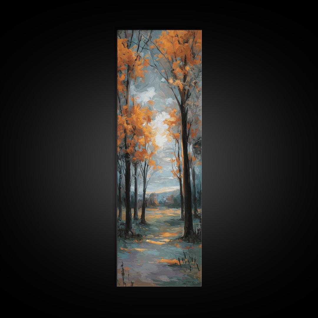 Autumn Forest Path Canvas Print, Landscape Art, Luxury Decor, Living Room Decor, Fine Art, Horizon, Digital Art, LAN-1x3-21