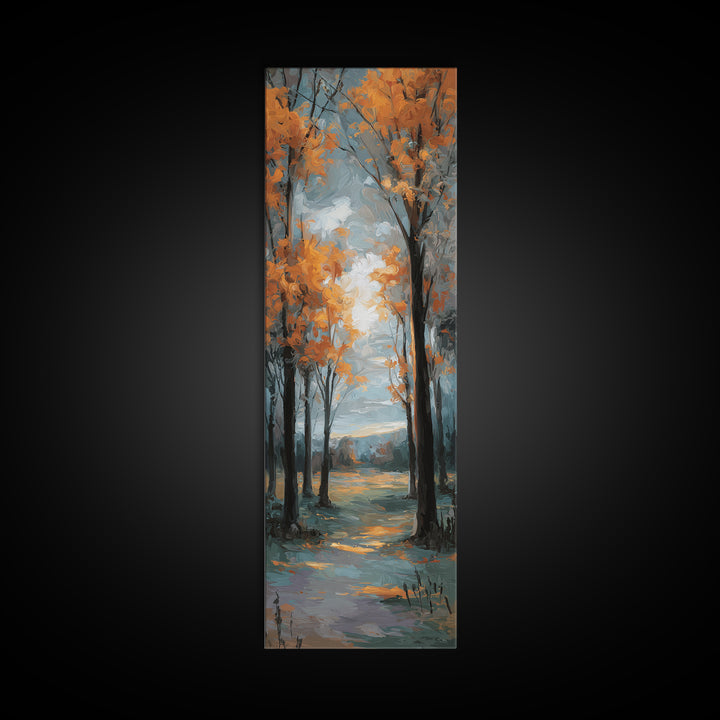 Autumn Forest Path Canvas Print, Landscape Art, Luxury Decor, Living Room Decor, Fine Art, Horizon, Digital Art, LAN-1x3-21
