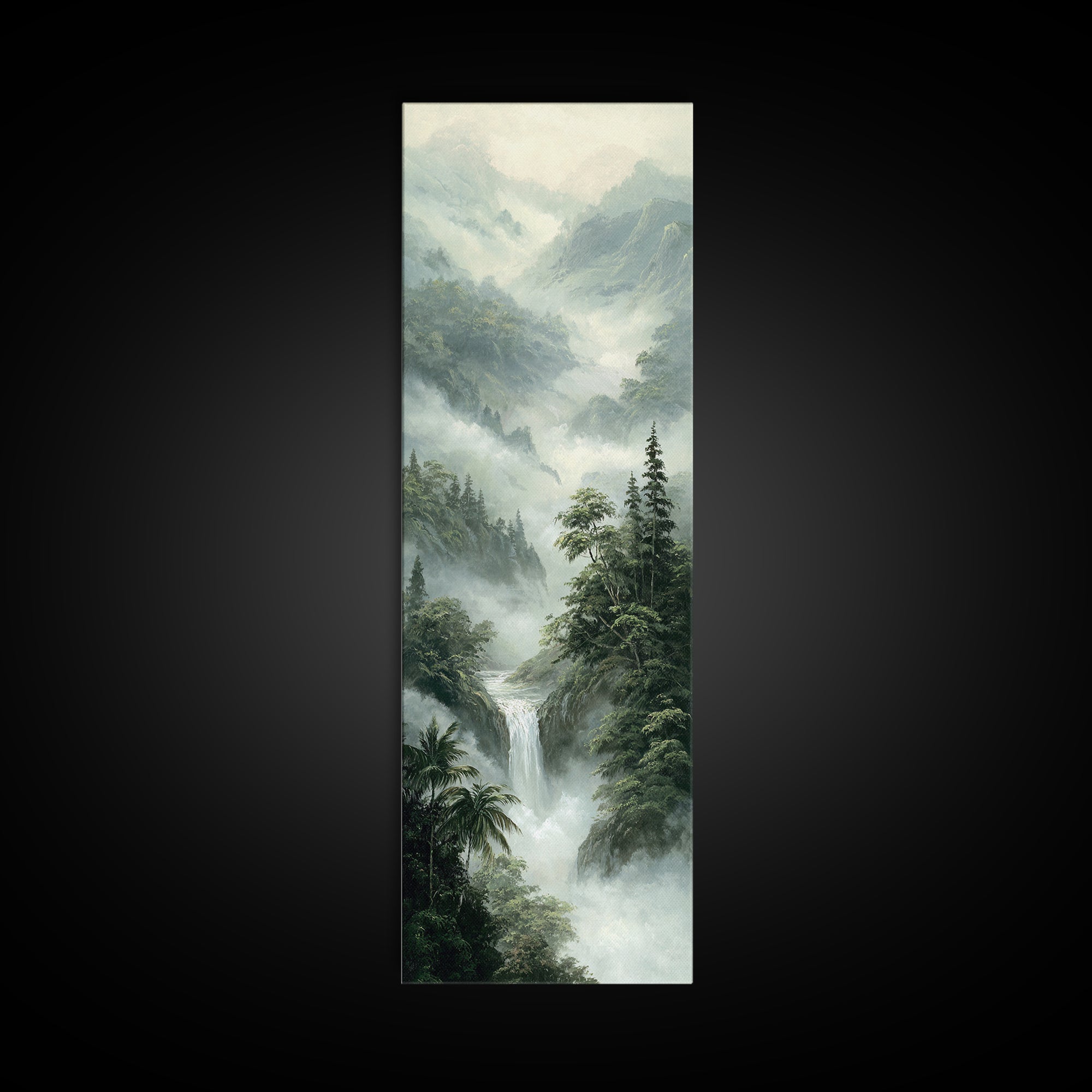 Tropical Jungle Waterfall Canvas Print, Landscape Art, Digital Prints, Living Room Decor, Fine Art, Horizon, Farmhouse Decor, LAN-1x3-28