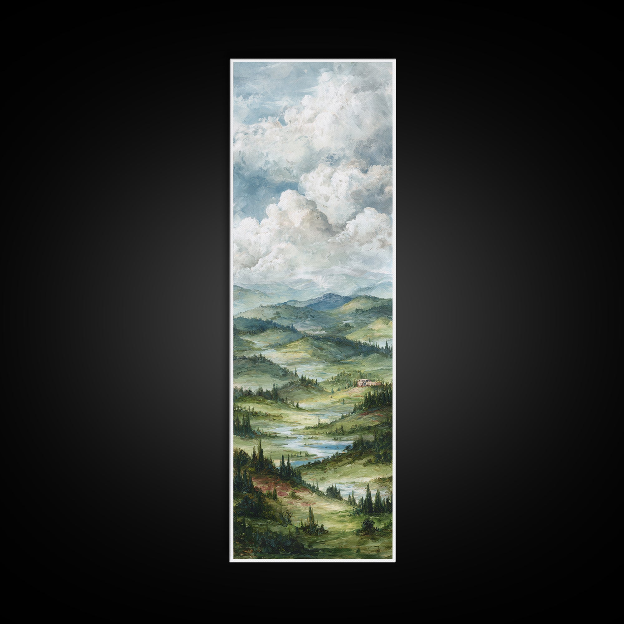 Rolling Green Hills Canvas Print, Landscape Art, Neutral Decor, Living Room Decor, Oil Painting, Horizon, Home Decor, LAN-1x3-42