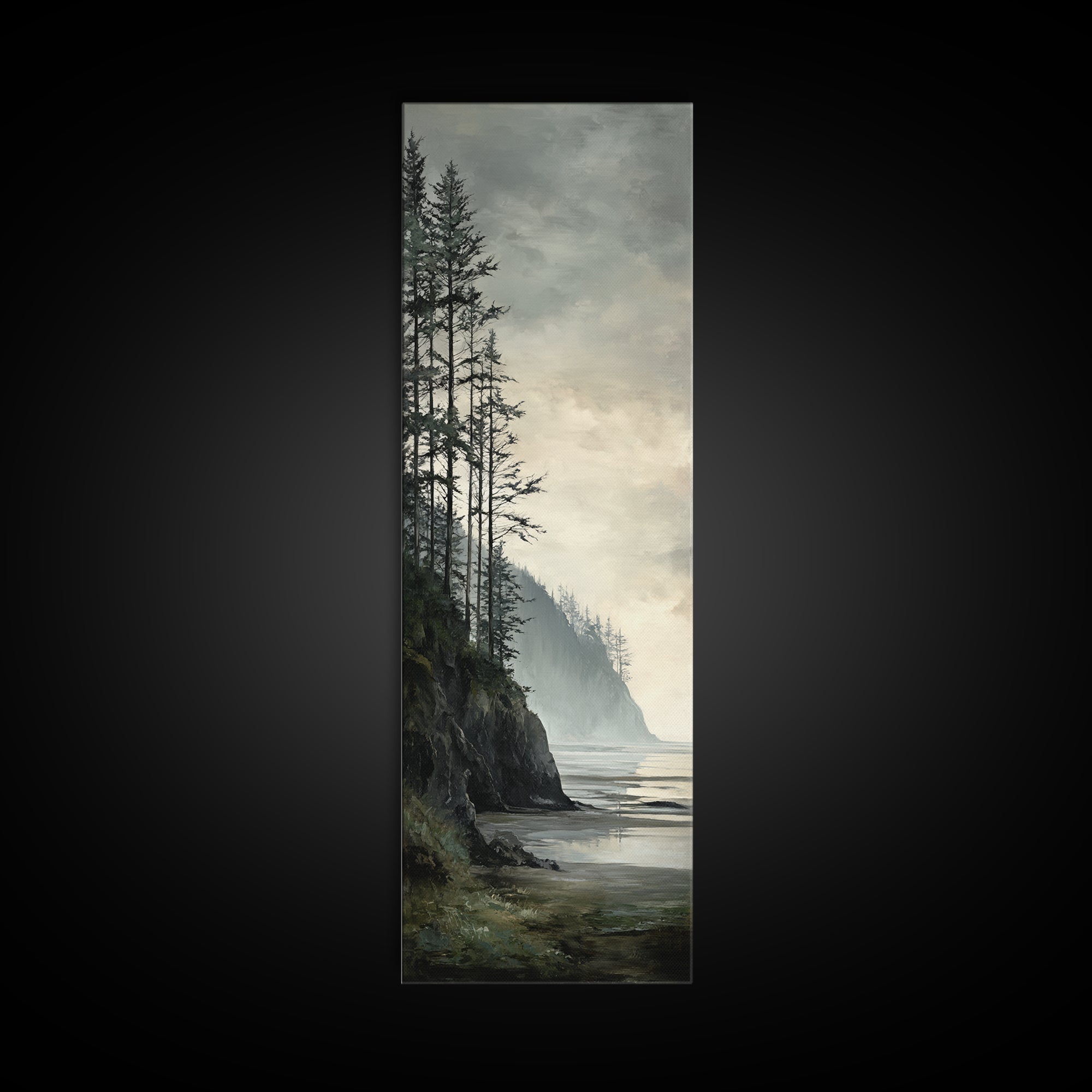 Volcanic Black Beach Framed Canvas Print, Landscape Art, Fine Art Print, Living Room Decor, Fine Art, Horizon, Digital Prints, LAN-1x3-50