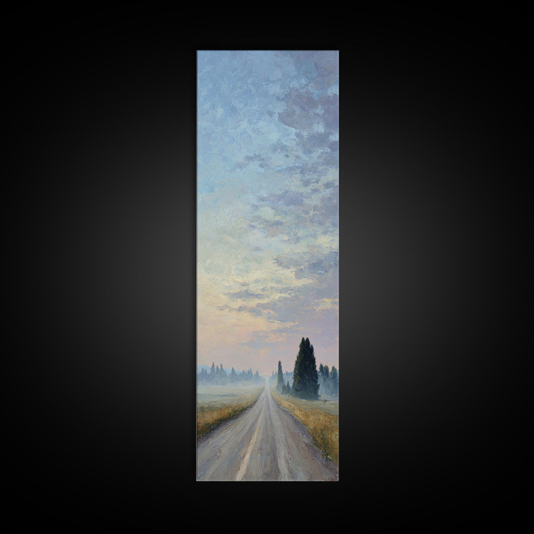 Old Country Road Canvas Print, Landscape Art, Farmhouse Decor, Living Room Decor, Fine Art, Horizon, Floral Wall Art, LAN-1x3-56