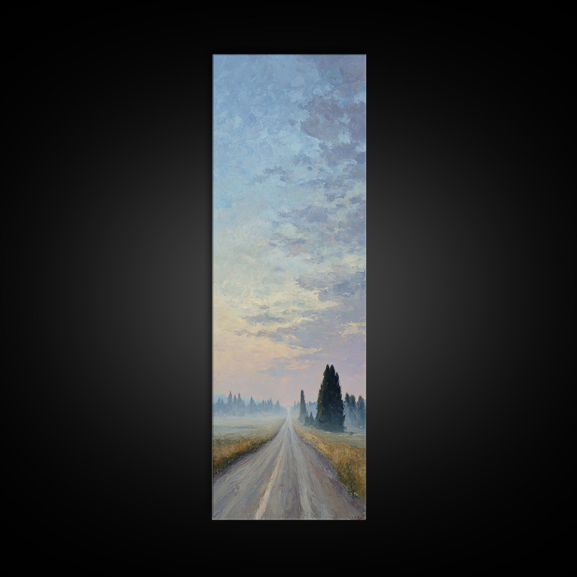 Old Country Road Canvas Print, Landscape Art, Farmhouse Decor, Living Room Decor, Fine Art, Horizon, Floral Wall Art, LAN-1x3-56