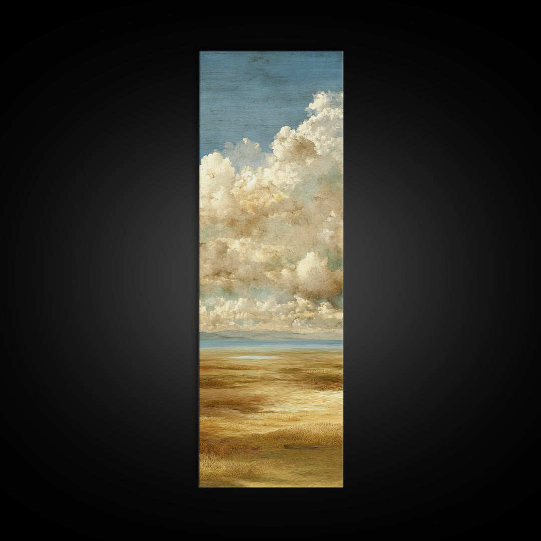 Golden Wheat Field Beneath Huge Clouds Canvas Print, Landscape Art, Original Art, Living Room Decor, Fine Art, Horizon, LAN-1x3-60