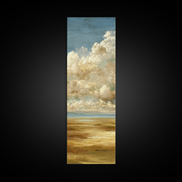 Golden Wheat Field Beneath Huge Clouds Canvas Print, Landscape Art, Original Art, Living Room Decor, Fine Art, Horizon, LAN-1x3-60