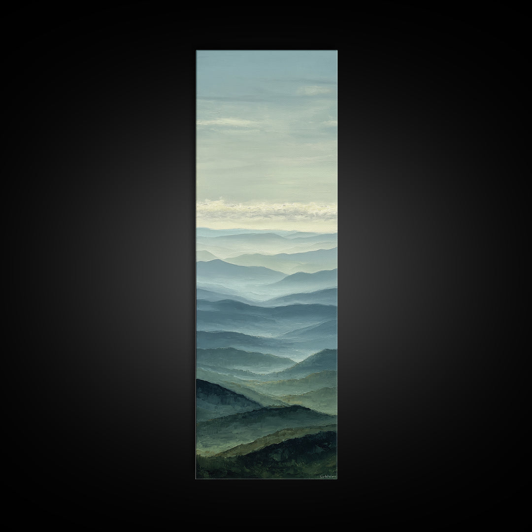 Rolling Green Hills Framed Canvas Print, Landscape Art, Luxury Decor, Living Room Decor, Fine Art, Horizon, Digital Art, LAN-1x3-66