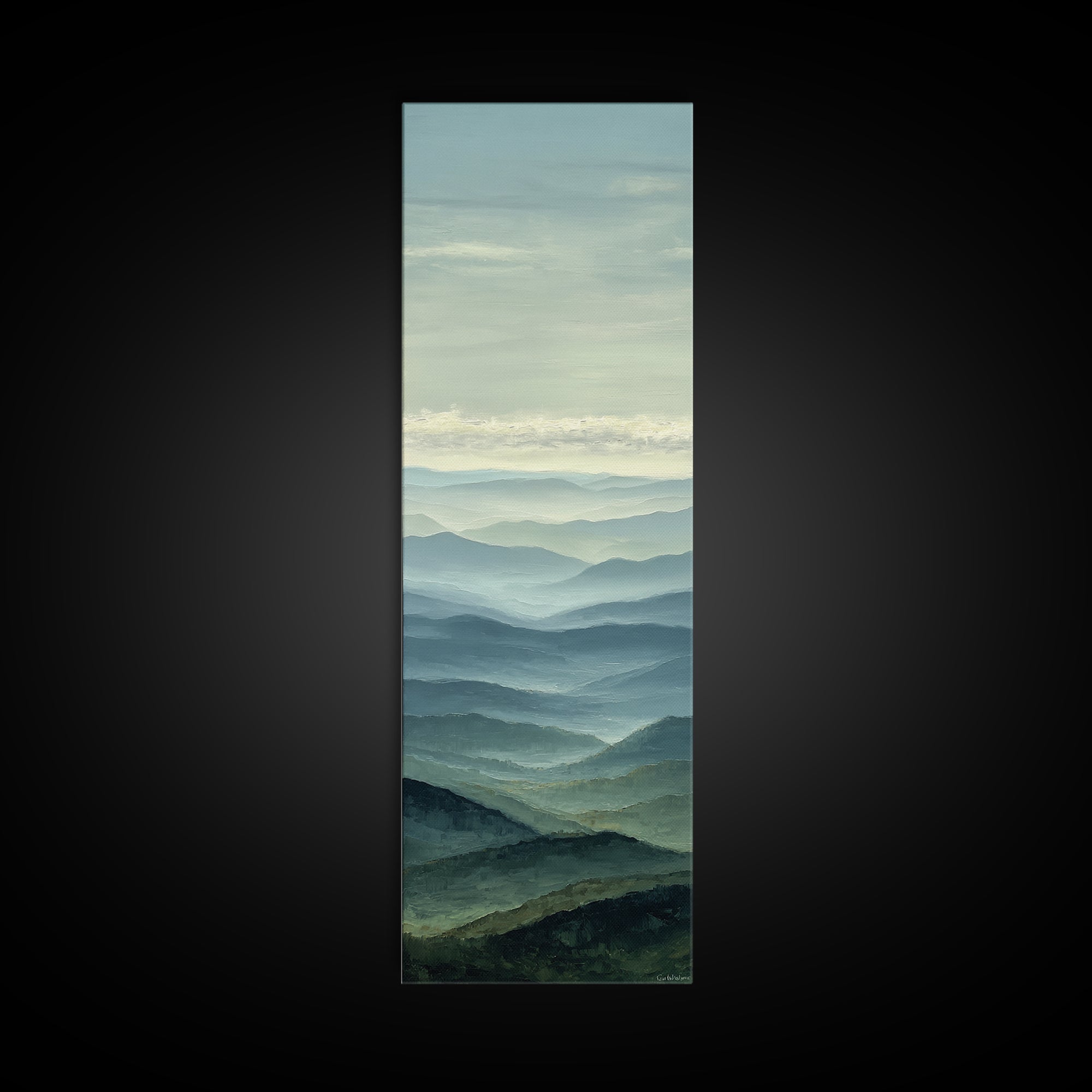 Rolling Green Hills Framed Canvas Print, Landscape Art, Luxury Decor, Living Room Decor, Fine Art, Horizon, Digital Art, LAN-1x3-66