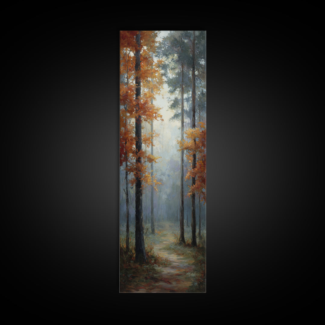 Autumn Forest Path Framed Canvas Print, Landscape Art, Wall Art, Living Room Decor, Fine Art, Horizon, Framed Wall Art, LAN-1x3-69