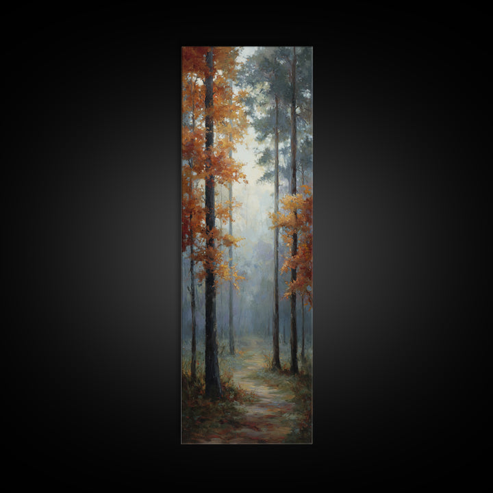 Autumn Forest Path Framed Canvas Print, Landscape Art, Wall Art, Living Room Decor, Fine Art, Horizon, Framed Wall Art, LAN-1x3-69