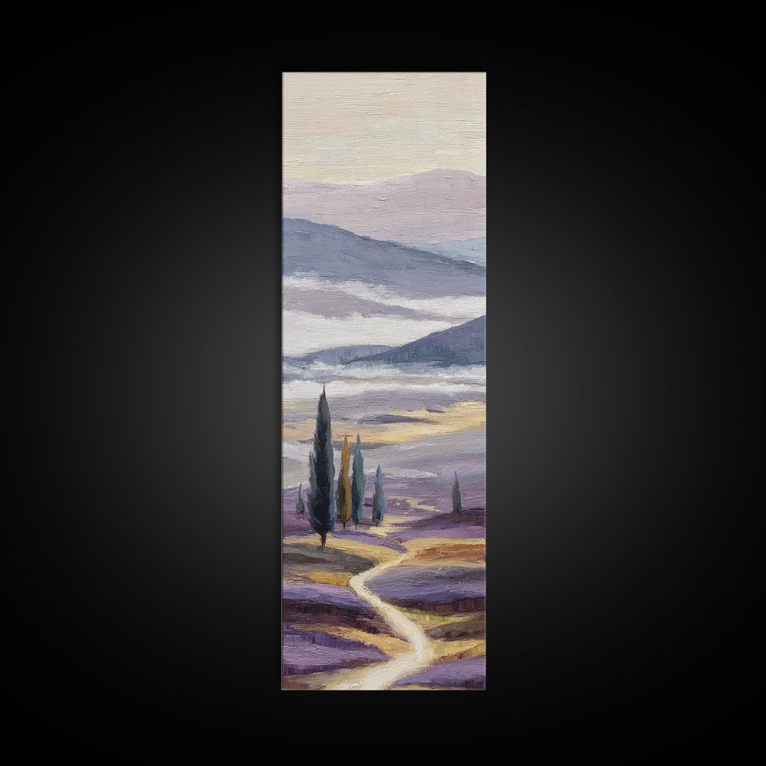 Lavender Field Leading to Distant Hills Canvas Print, Landscape Art, Room Decor, Living Room Decor, Fine Art, Horizon, LAN-1x3-94