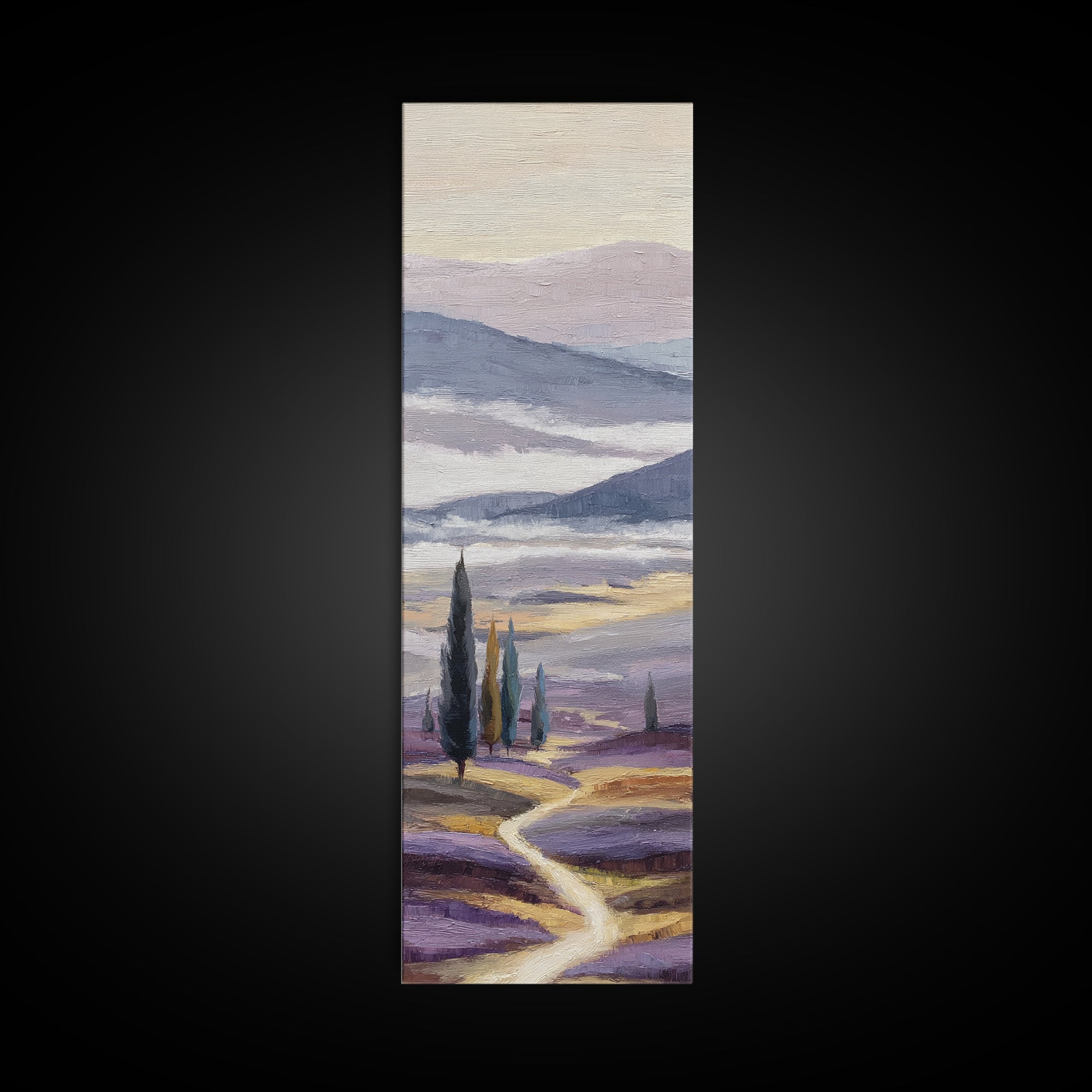 Lavender Field Leading to Distant Hills Canvas Print, Landscape Art, Room Decor, Living Room Decor, Fine Art, Horizon, LAN-1x3-94