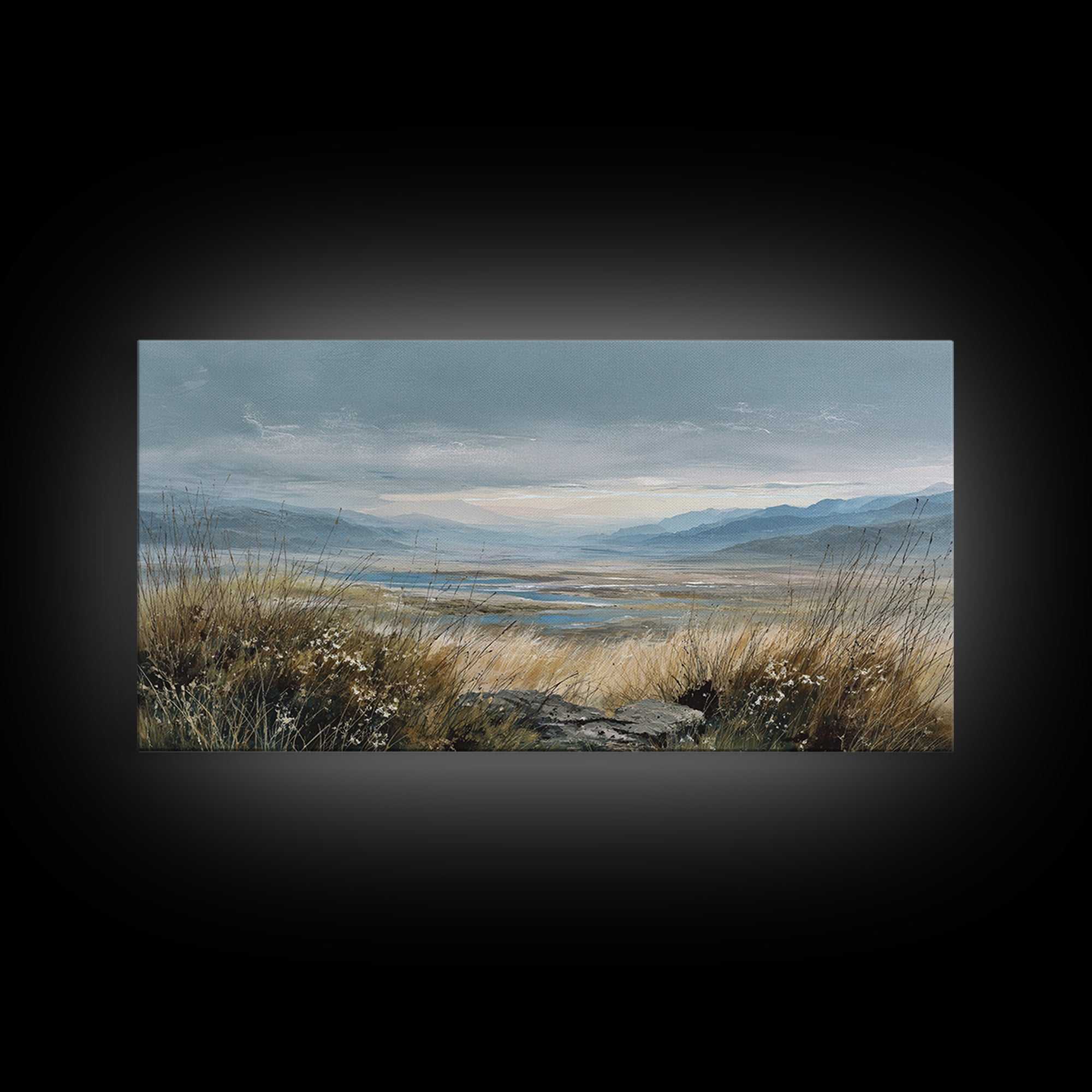 Rocky Scottish Highland Framed Canvas Print, Landscape Art, Art Prints, Living Room Decor, Fine Art, Horizon, Abstract Wall Art, LAN-2x1-13