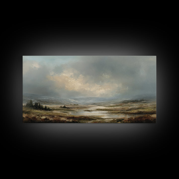 Rocky Scottish Highland Framed Canvas Print, Landscape Art, Art Prints, Living Room Decor, Fine Art, Horizon, Abstract Wall Art, LAN-2x1-37