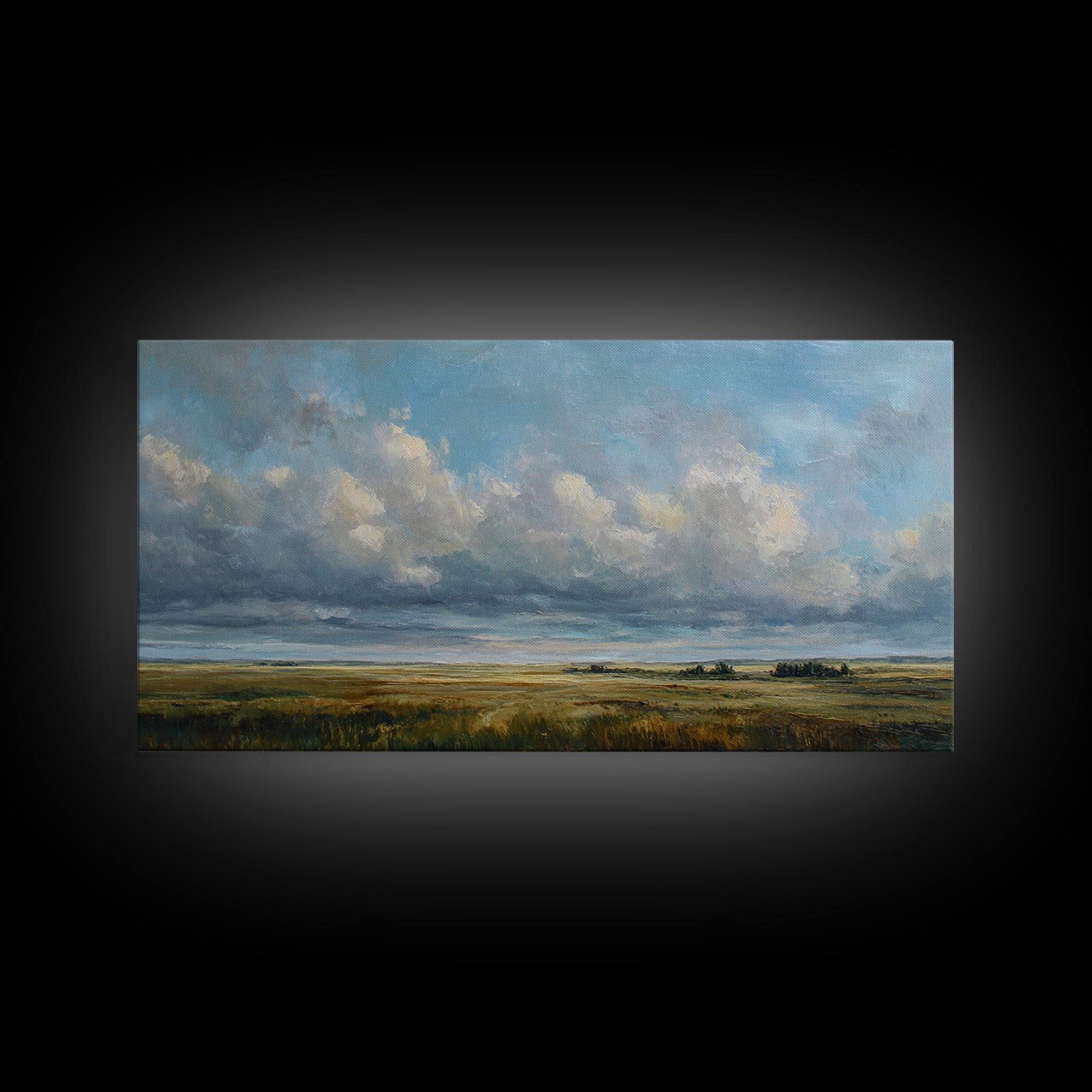 Storm Clouds over an Open Prairie Canvas Print, Landscape Art, Digital Print, Living Room Decor, Horizon, Living Room Wall Art, LAN-2x1-47