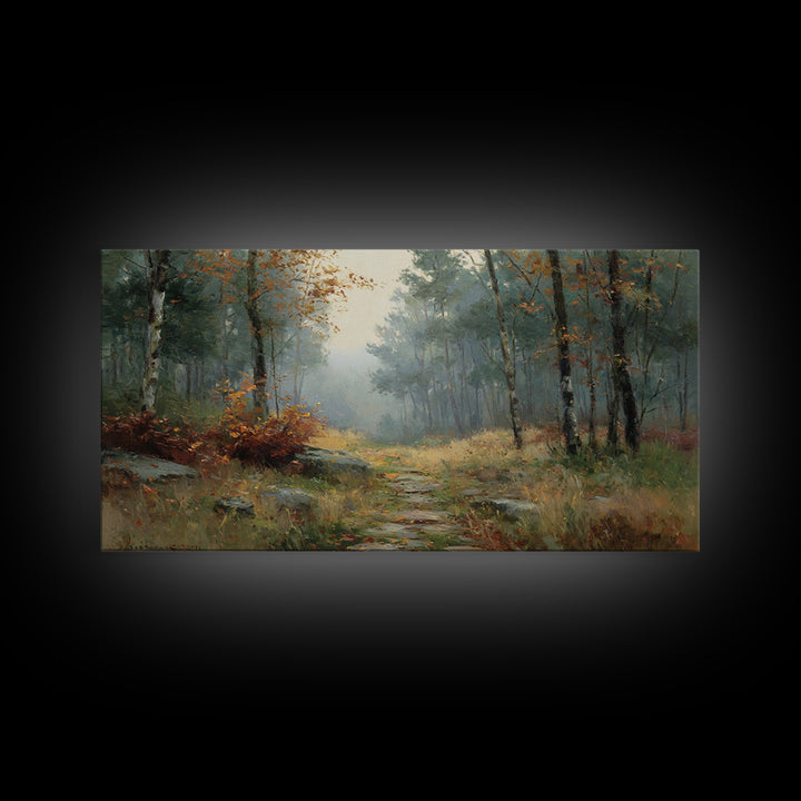 Autumn Forest Path Canvas Print, Landscape Art, Digital Print, Living Room Decor, Fine Art, Horizon, Living Room Wall Art, LAN-2x1-53