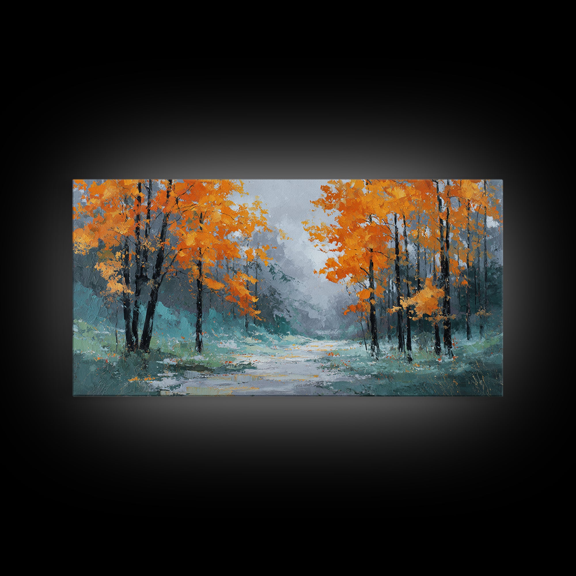 Autumn Forest Path Canvas Print, Landscape Art, Digital Print, Living Room Decor, Fine Art, Horizon, Living Room Wall Art, LAN-2x1-77