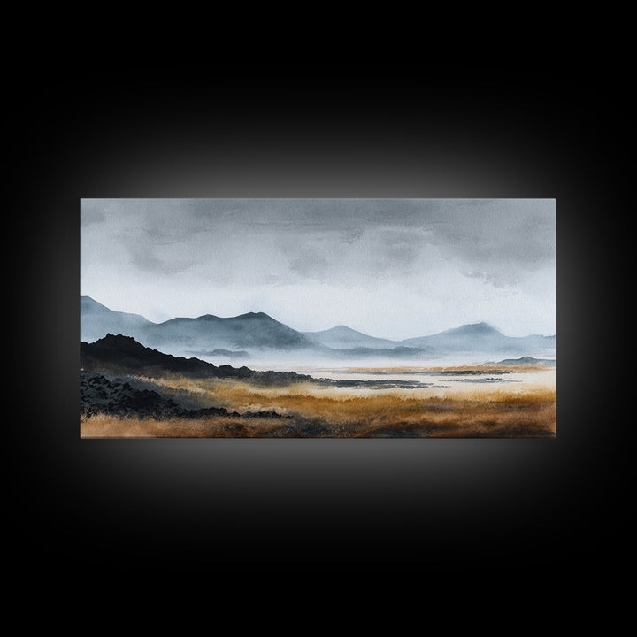 Volcanic Black Beach Canvas Print, Landscape Art, Art Prints, Living Room Decor, Fine Art, Horizon, Abstract Wall Art, LAN-2x1-82