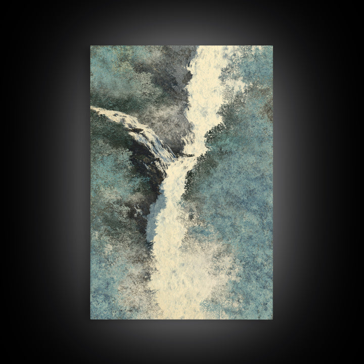 Tropical Jungle Waterfall Framed Canvas Print, Landscape Art, Modern Decor, Living Room Decor, Fine Art, Horizon, Wall Decor, LAN-2x3-24