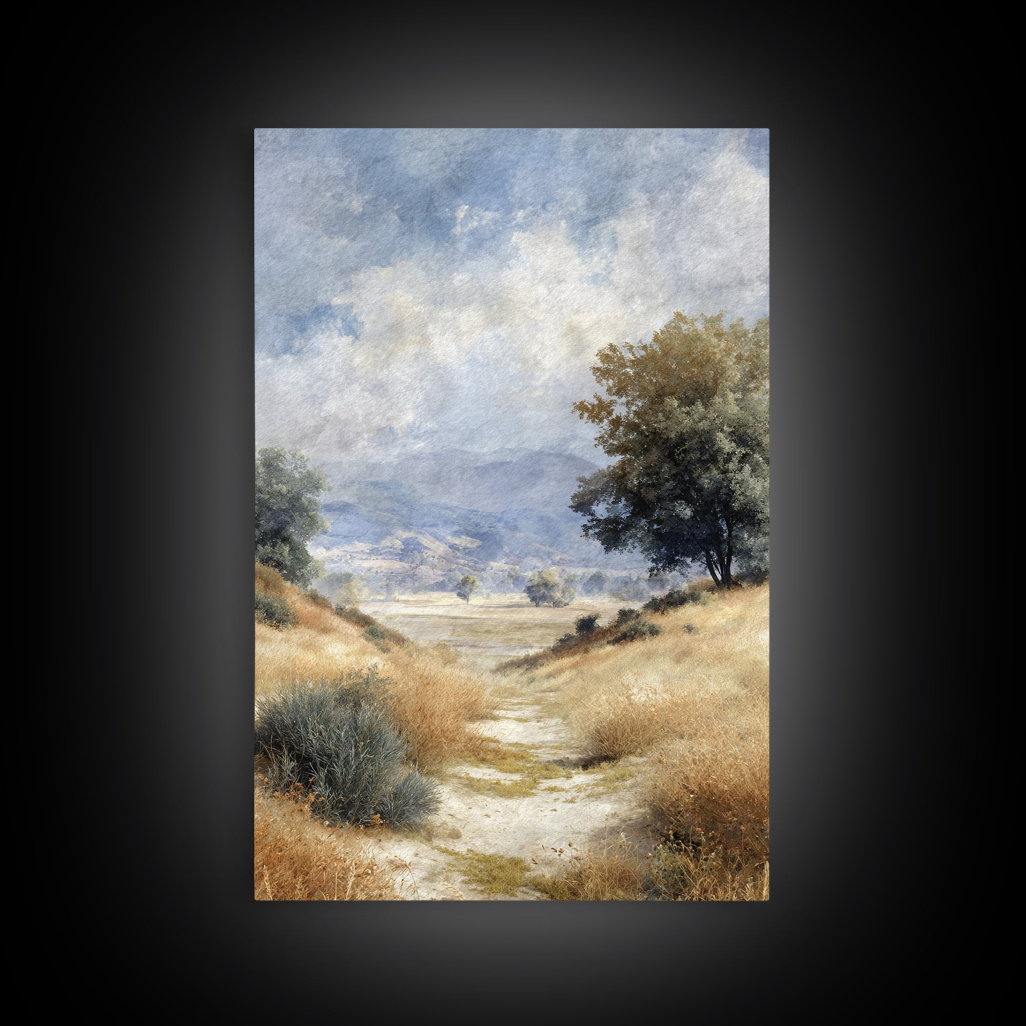Old Country Road Framed Canvas Print, Landscape Art, Contemporary Art, Living Room Decor, Fine Art, Horizon, Original Art, LAN-2x3-4
