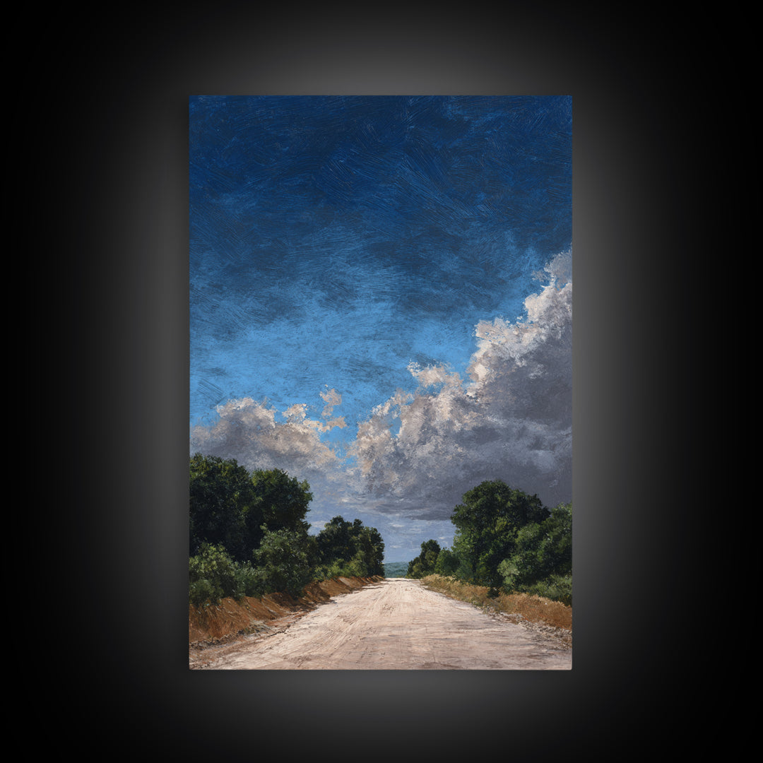 Old Country Road Framed Canvas Print, Landscape Art, Wall Decor, Living Room Decor, Fine Art, Horizon, Digital Print, LAN-2x3-52