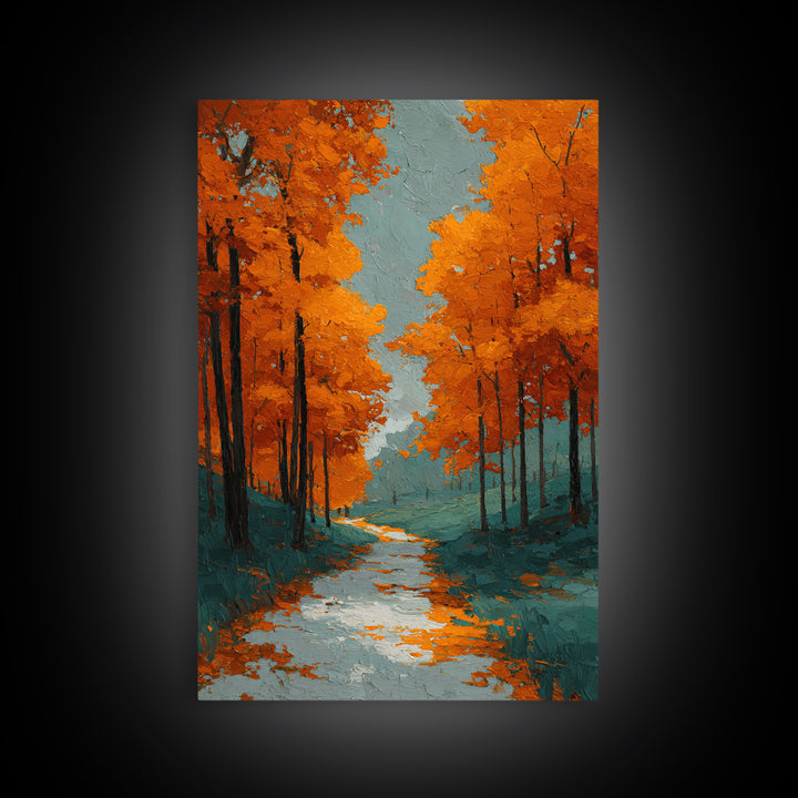 Autumn Forest Path Canvas Print, Landscape Art, Living Room Decor, Oil Painting, Horizon, Modern Art, Gallery Decor, LAN-2x3-65