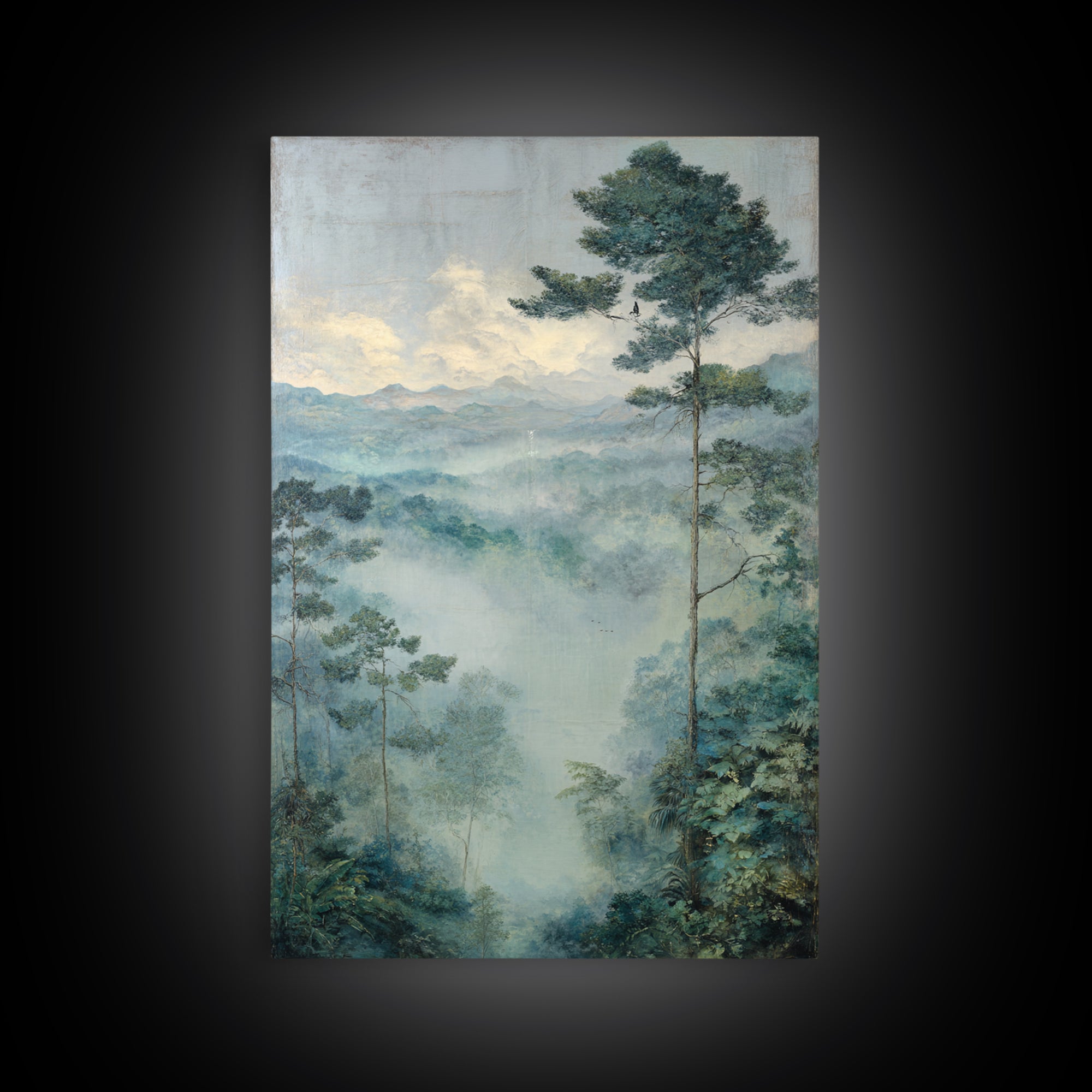Tropical Jungle Waterfall Canvas Print, Landscape Art, Digital Art, Living Room Decor, Fine Art, Horizon, Boho Wall Art, LAN-2x3-72