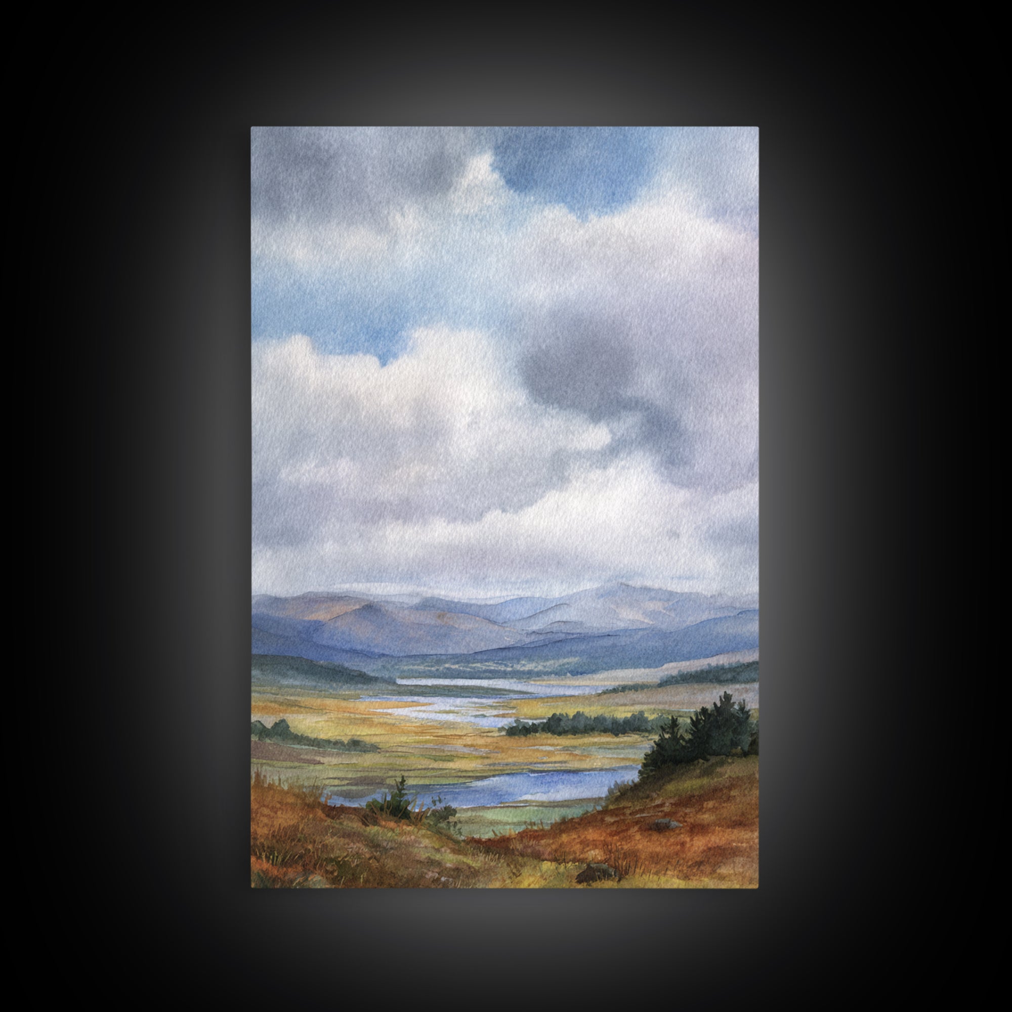 Rocky Scottish Highland Framed Canvas Print, Landscape Art, Boho Wall Art, Living Room Decor, Fine Art, Horizon, Neutral Decor, LAN-2x3-73