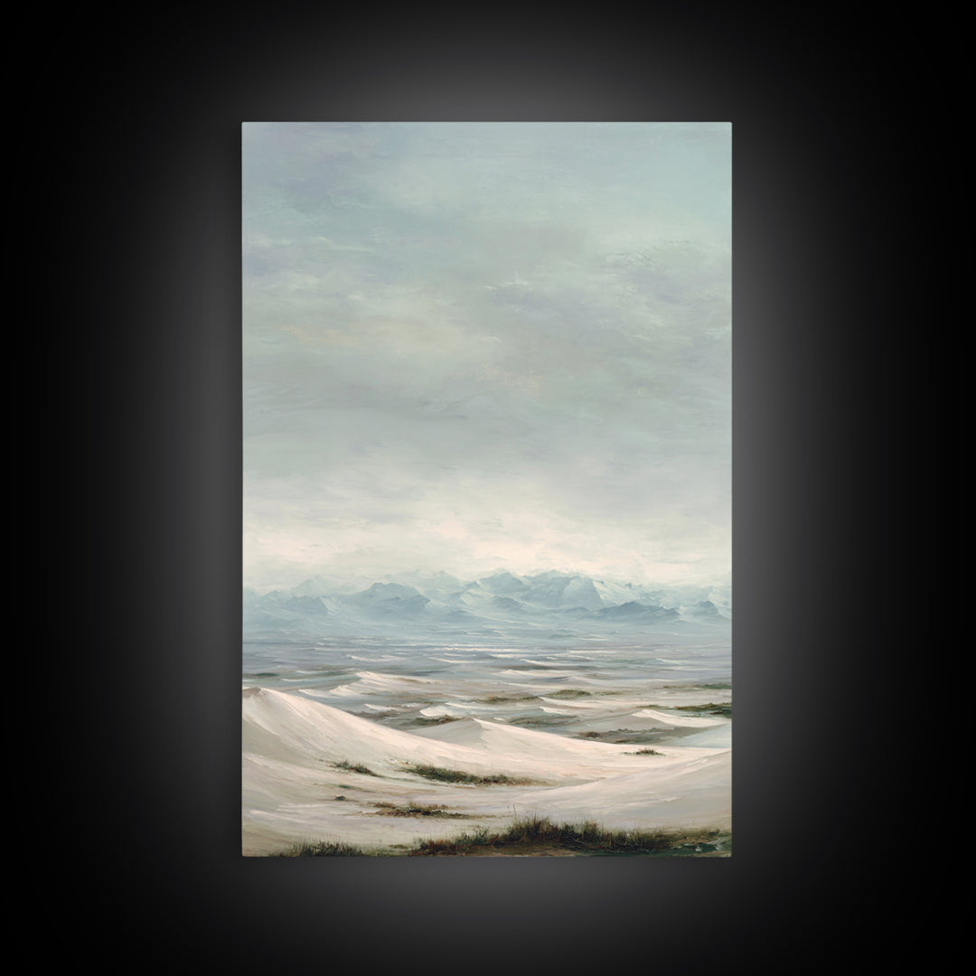 Desert Dunes under Pale Moon Canvas Print, Landscape Art, Set of 3 Prints, Living Room Decor, Fine Art, Horizon, LAN-2x3-91