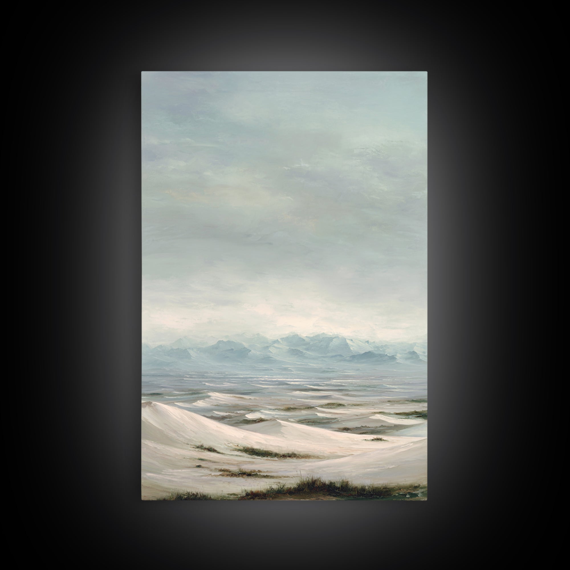 Desert Dunes under Pale Moon Canvas Print, Landscape Art, Set of 3 Prints, Living Room Decor, Fine Art, Horizon, LAN-2x3-91