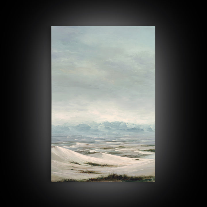 Desert Dunes under Pale Moon Canvas Print, Landscape Art, Set of 3 Prints, Living Room Decor, Fine Art, Horizon, LAN-2x3-91
