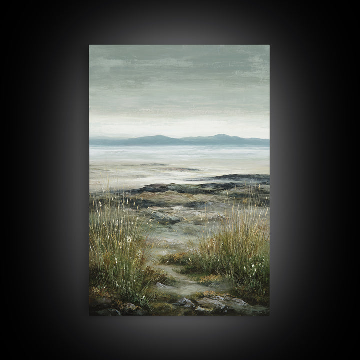 Rocky Scottish Highland Framed Canvas Print, Landscape Art, Boho Wall Art, Living Room Decor, Fine Art, Horizon, Neutral Decor, LAN-2x3-97