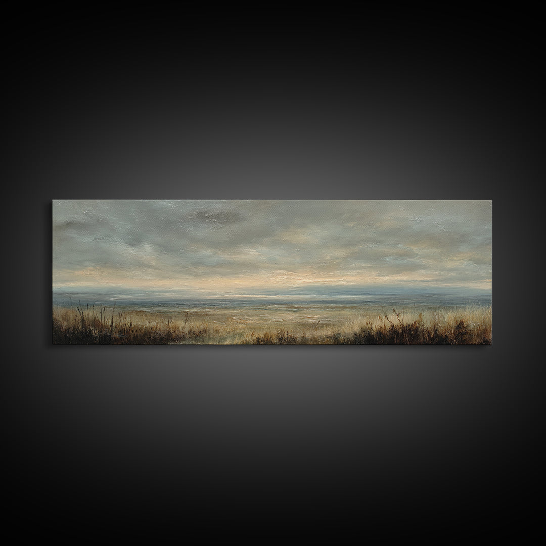 Storm Clouds over an Open Prairie Canvas Print, Landscape Art, Luxury Decor, Living Room Decor, Fine Art, Horizon, Digital Art, LAN-3x1-19
