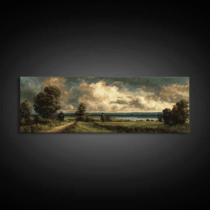 Old Country Road Canvas Print, Landscape Art, Gallery Decor, Living Room Decor, Fine Art, Horizon, Wall Art, Home Decor, LAN-3x1-36
