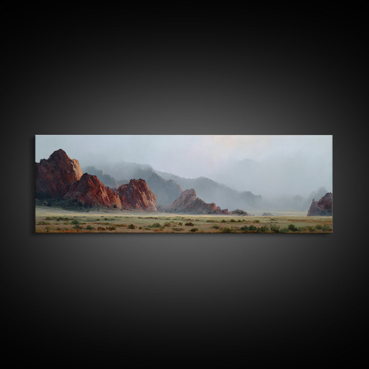 Red Canyon Walls Framed Canvas Print, Landscape Art, Gallery Decor, Living Room Decor, Fine Art, Horizon, Wall Art, Home Decor, LAN-3x1-69
