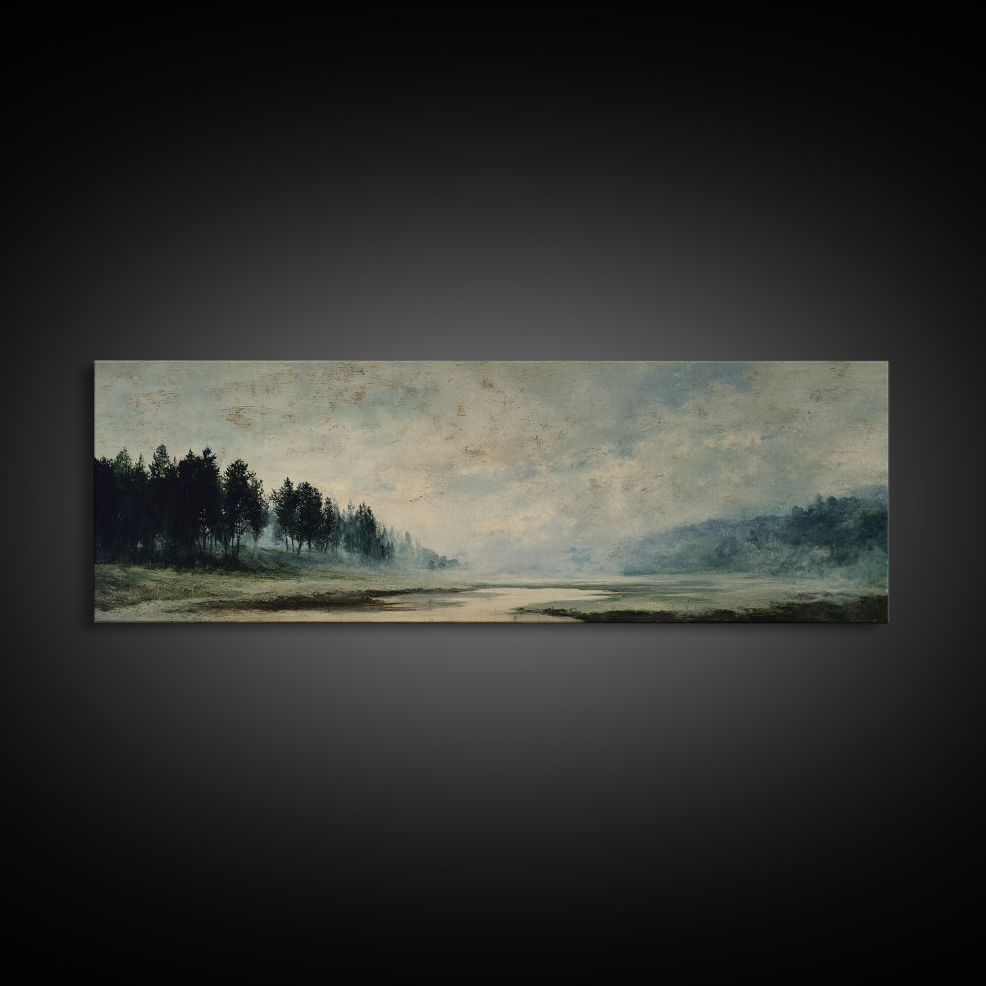 Old Country Road Framed Canvas Print, Landscape Art, Art Prints, Living Room Decor, Fine Art, Horizon, Abstract Wall Art, LAN-3x1-84
